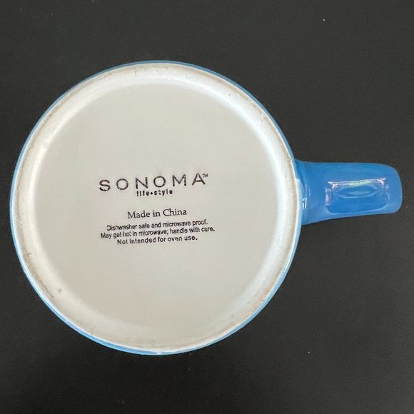 Sonoma Life Style Blue & White Snowman Coffee Mug Cup - Picture 6 of 8